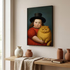 Girl & Her Unimpressed Ginger Cat styled in a room setting