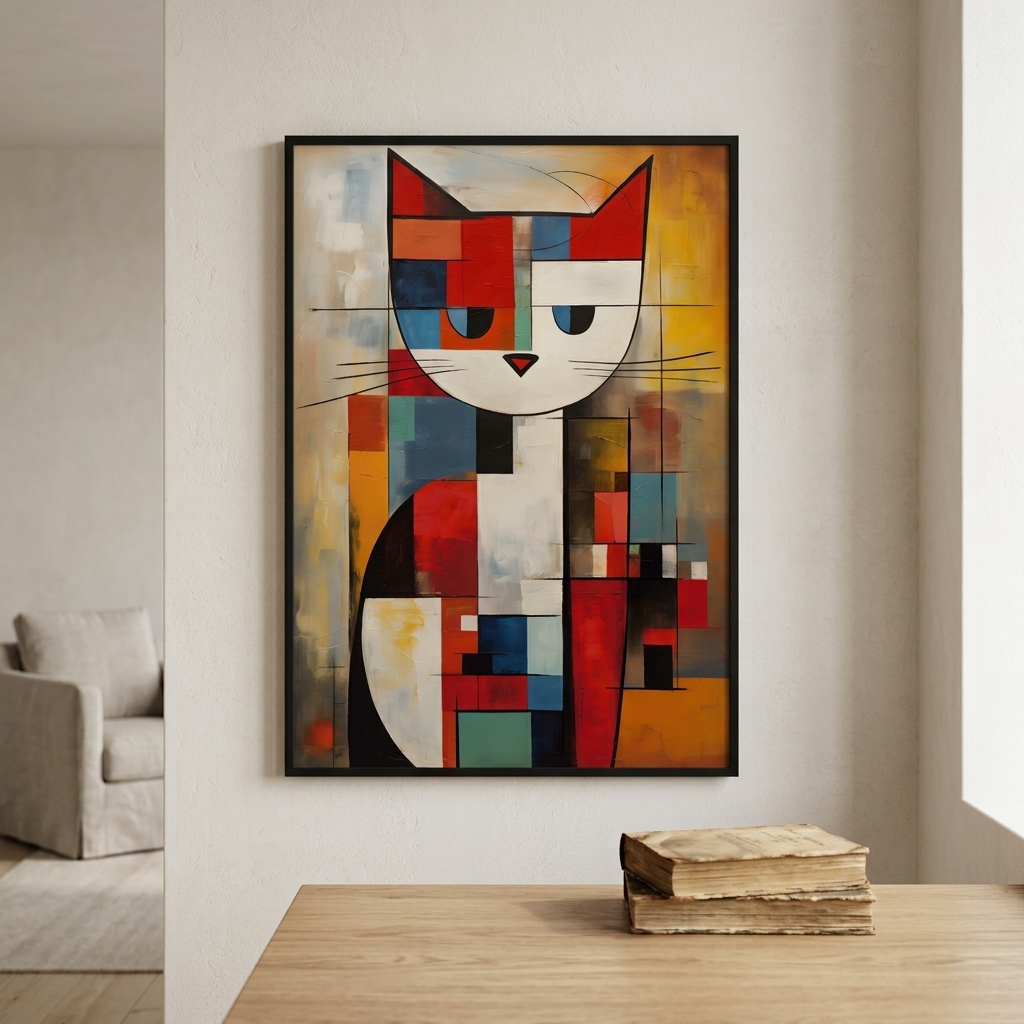 Mondrian Grid Cat No. 2 styled in a room setting