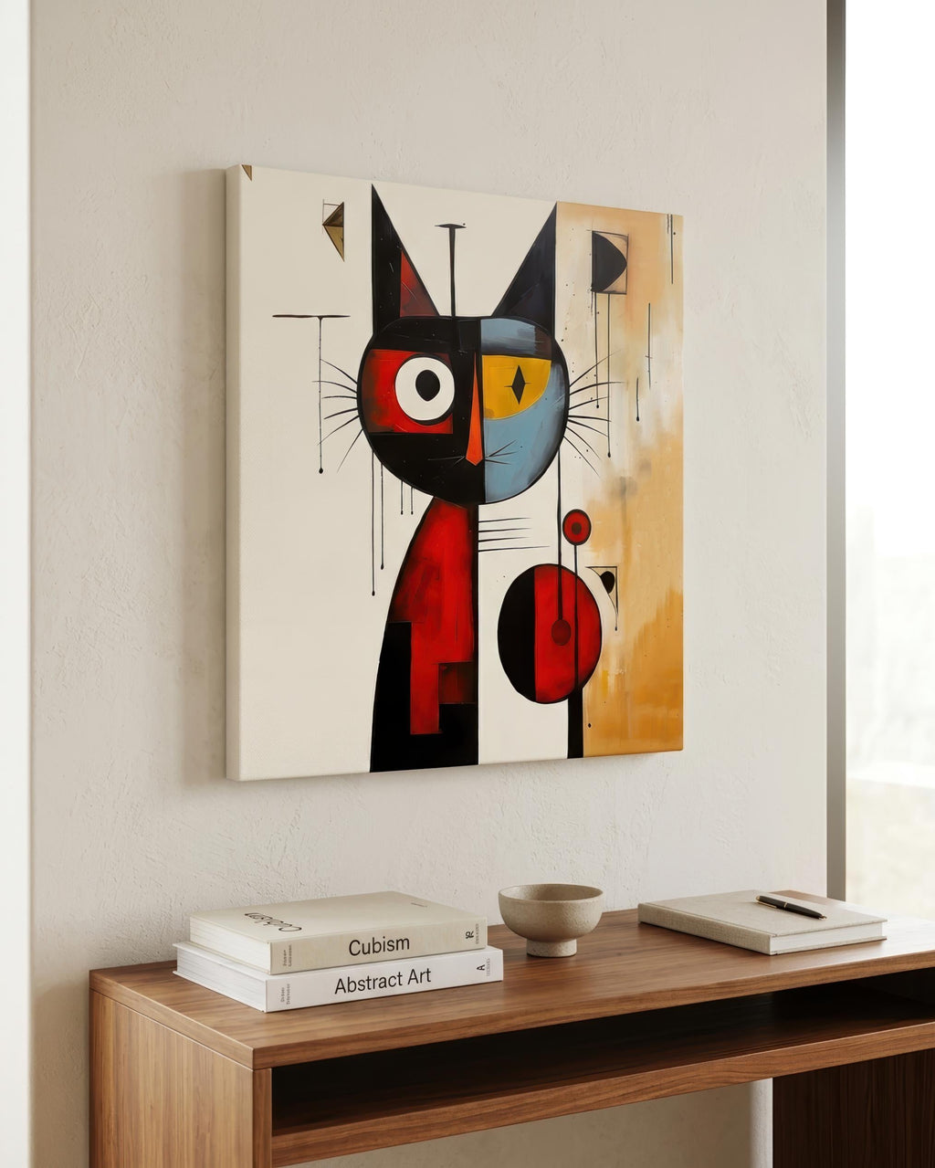 Playful Cat in Primary Colors styled in a room setting (3)