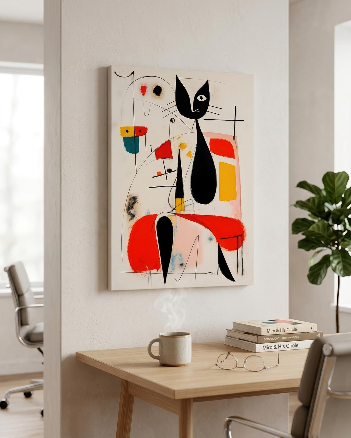 Woman & Cat in Vivid Abstract styled in a room setting (3)