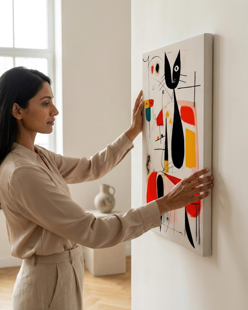 Woman & Cat in Vivid Abstract styled in a room setting (4)