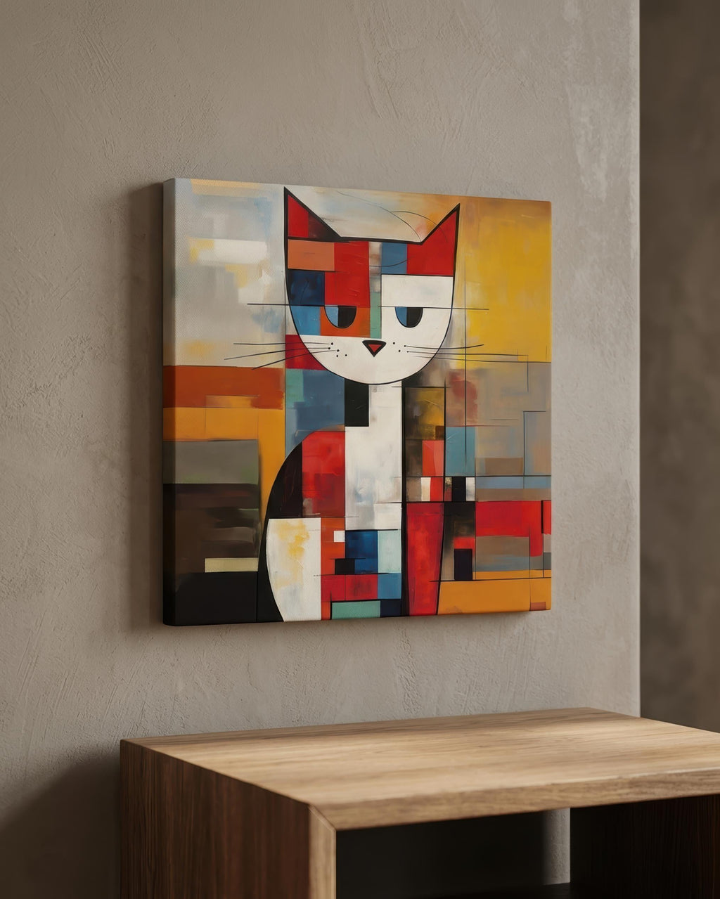Mondrian Grid Cat No. 2 styled in a room setting (2)