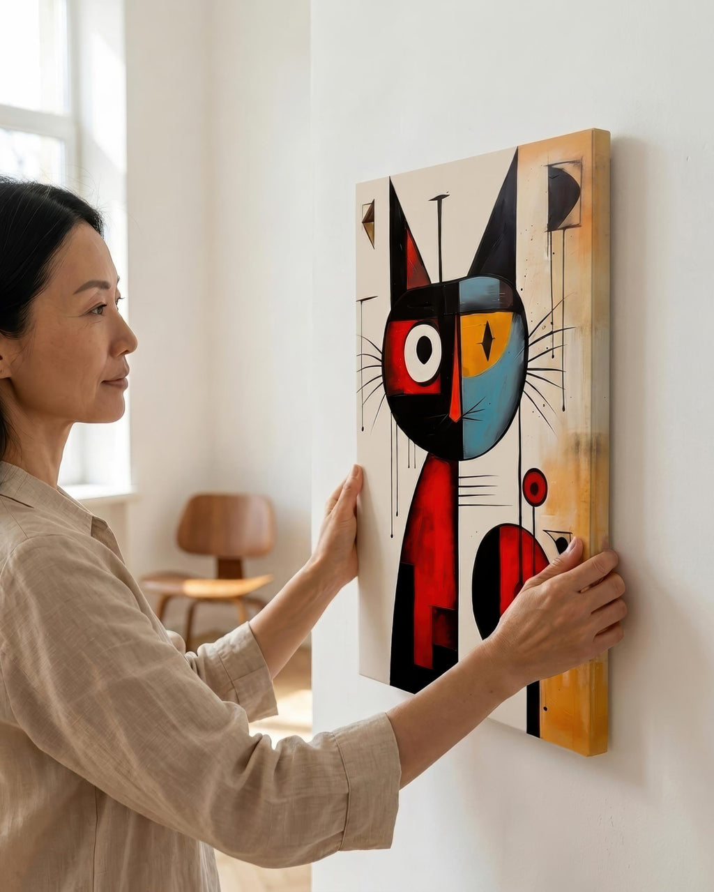 Playful Cat in Primary Colors styled in a room setting (5)